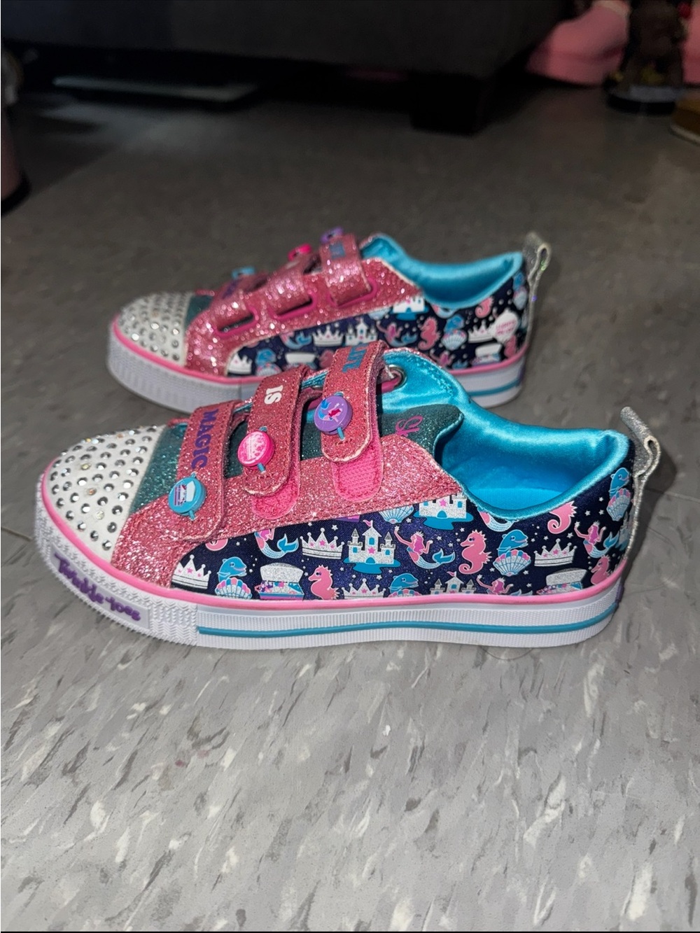 Skechers Girls Pink & Blue Mermaid Sequin Sneakers